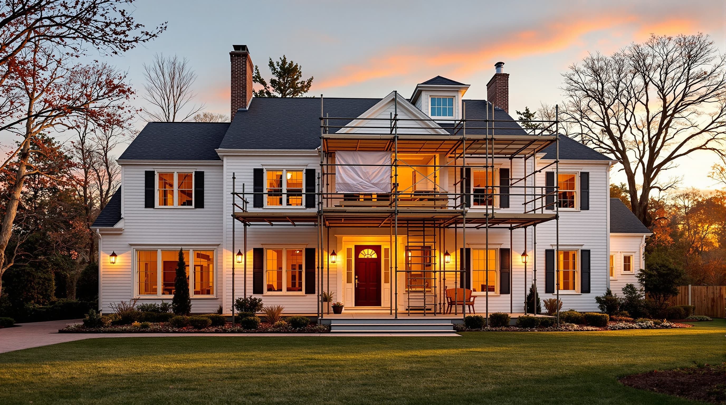 Premium Long Island colonial home with second-story addition under construction by LI Homeworks